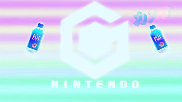 vaporwave, Nintendo, katakana, GameCube, logo, Fond d'écran HD