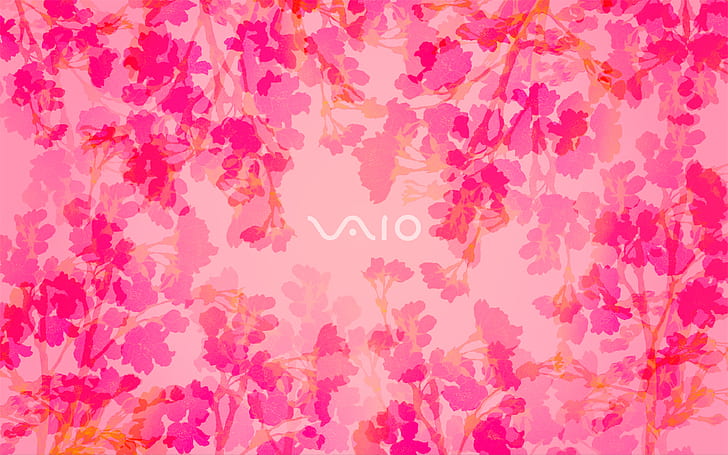 VAIO, Sony, feuilles, rose, Fond d'écran HD