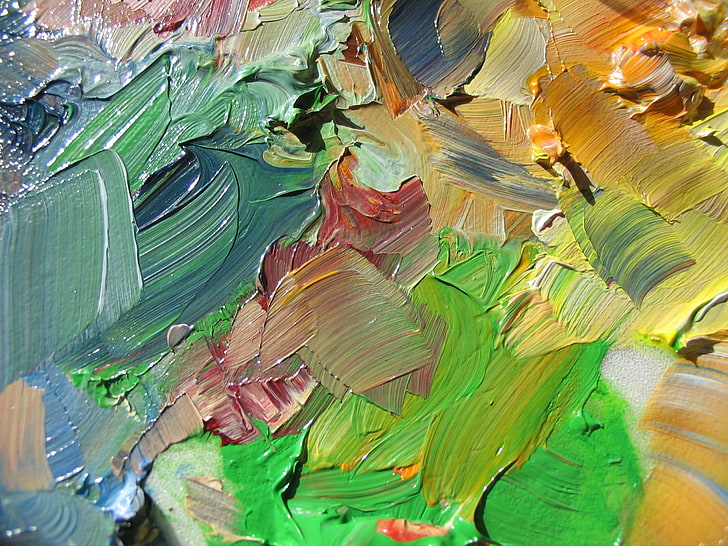 абстрактна цветна абстрактна живопис, абстракция, платно, боя, щрихи, HD тапет
