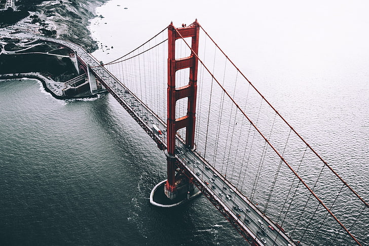 골든 게이트 브릿지, 샌프란시스코, 캘리포니아, 다리, 미국, 위에서 본 샌프란시스코, HD 배경 화면