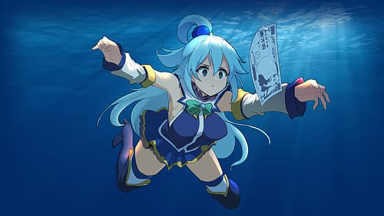 Kono Subarashii Sekai ni Shukufuku wo!, Aqua (KonoSuba), 4K, аниме девушки, юмор, HD обои HD wallpaper