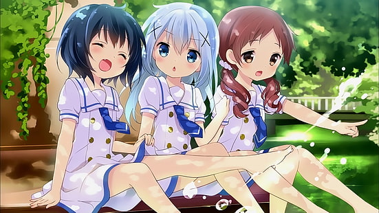 illustrazione anime, Gochuumon wa Usagi Desu ka?, Sfondo HD HD wallpaper