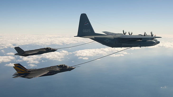 Lockheed Martin F-35 Lightning II, Lockheed C-130 Hercules, avión militar, Fondo de pantalla HD