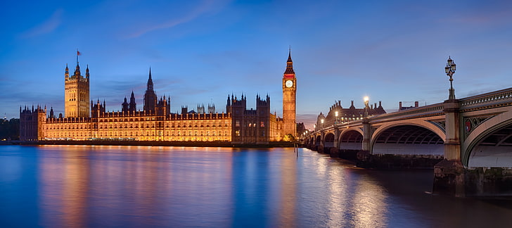 مبنى البرلمان ، سيتي سكيب ، المدينة ، لندن ، الجسر ، ساعة بيج بن، خلفية HD