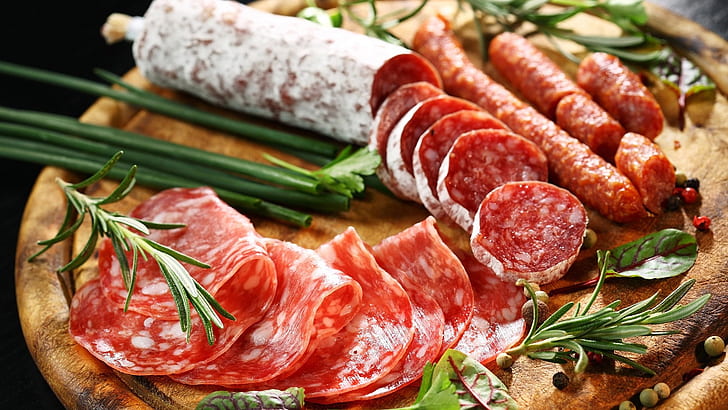 サラミ、イタリア料理、肉、イタリア料理、コールドカット、動物源食品、チョリソー、 HDデスクトップの壁紙