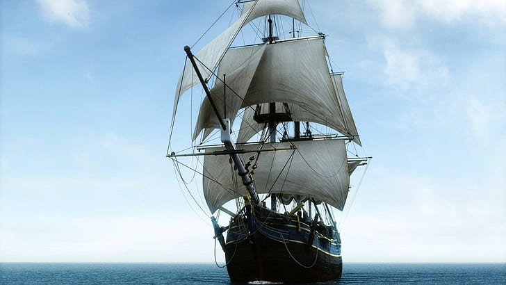 sailing ship, sea, HD wallpaper