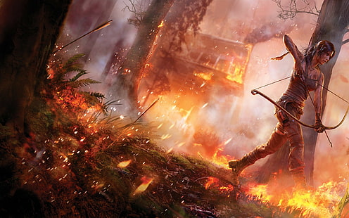 Tomb Raider, arquero, lazos para el cabello, cazador, Fondo de pantalla HD HD wallpaper