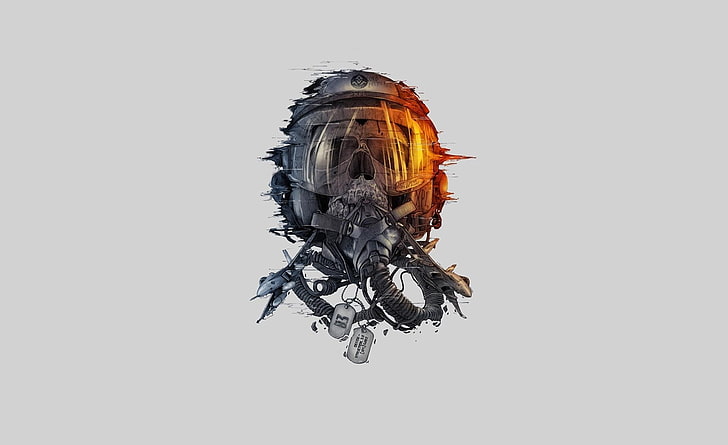 Battlefield 3 Artwork, gray and black gas mask and skull wallpaper, Games, Battlefield, Artwork, HD wallpaper