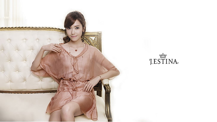 Girls Generation SNSD J ESTINA fondo de escritorio 0 .., vestido con cuello en V marrón para mujer, Fondo de pantalla HD