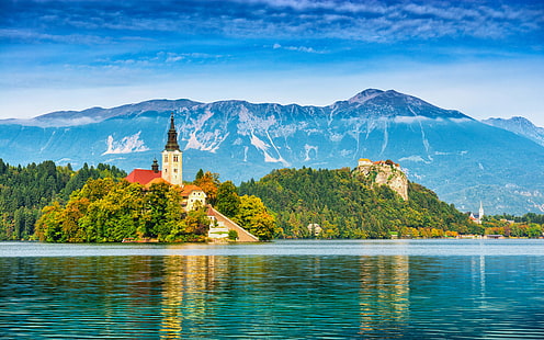 Lake Bled In Slovenia Photo Landscape Wallpaper Hd For Desktop 3840×2400, HD wallpaper HD wallpaper