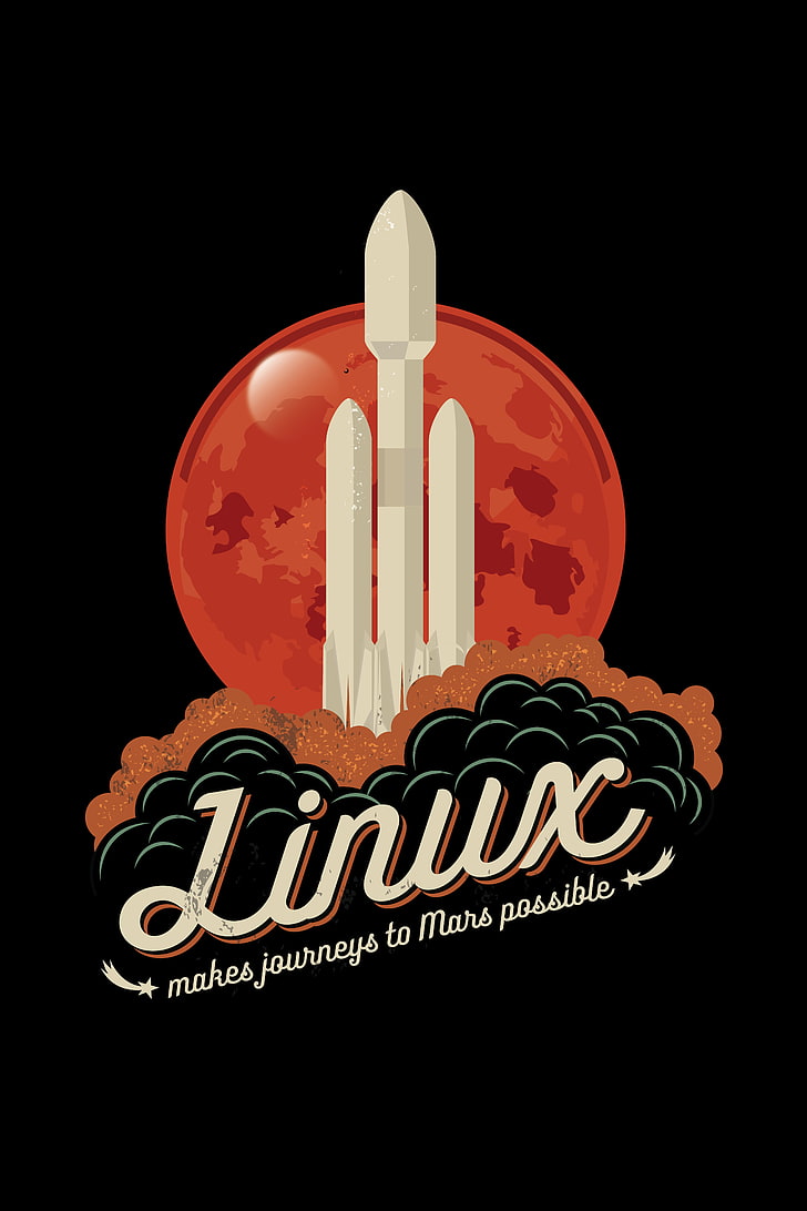 Лого на Linux Mars, Linux, космос, ракета, Falcon, HD тапет, тапет за телефон