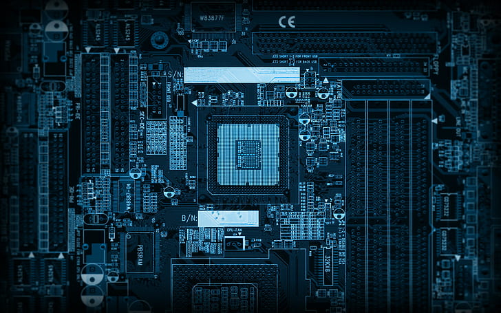 black computer motherboard, technology, HD wallpaper