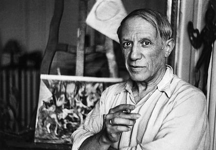 мъже художници Пабло Пикасо кубизъм монохромна живопис, HD тапет HD wallpaper
