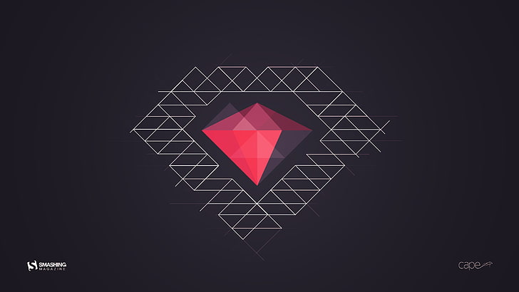 赤いダイヤモンドのロゴ、アートワーク、ミニマリズム、デジタルアート、 HDデスクトップの壁紙
