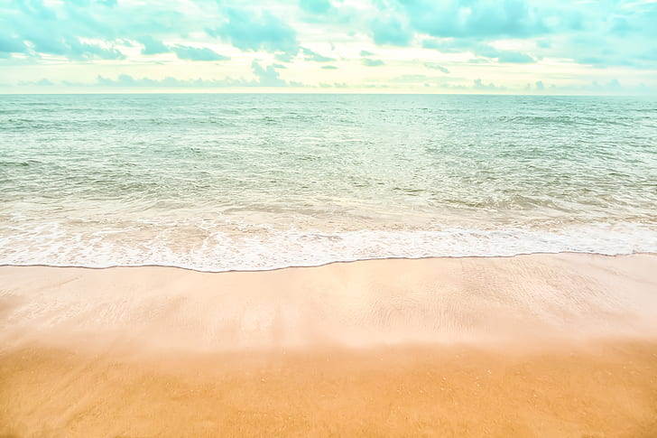 sabbia, mare, onda, spiaggia, estivo, azzurro, romantico, Sfondo HD
