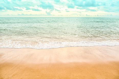 песок, море, волны, пляж, лето, синий, романтичный, HD обои HD wallpaper