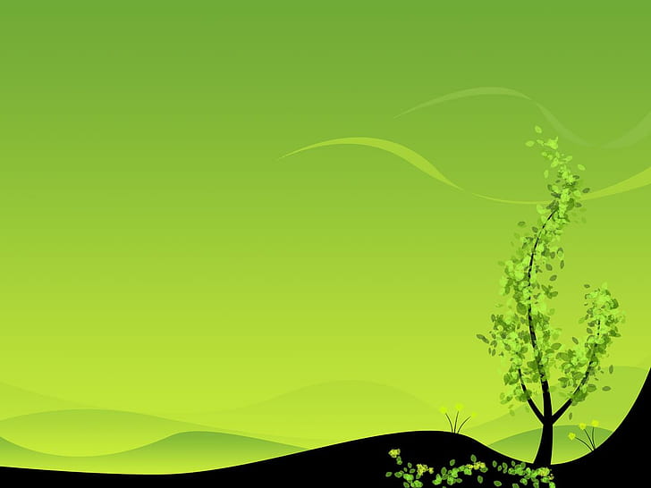 HD alam, ilustrasi pohon daun hijau di bukit, alam, artistik, Wallpaper HD