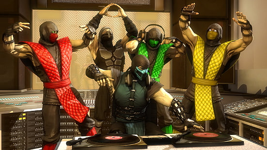 Mortal Kombat DJ цифровые обои, смертный комбат, скорпион, дым, ermac, sub-zero, рептилия, HD обои HD wallpaper