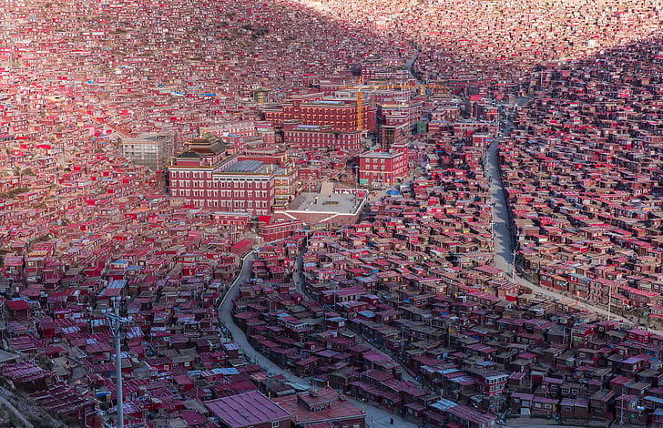 home, China, Tibet, the monastery, Sichuan, Seda, HD wallpaper