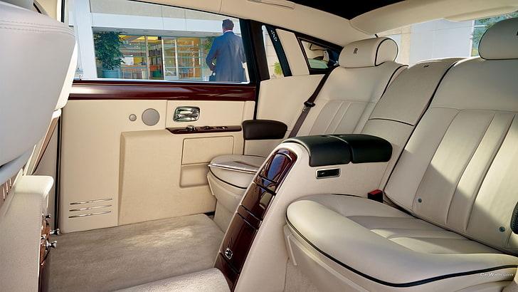 interior kendaraan kulit coklat, mobil, Rolls-Royce Phantom, interior mobil, Wallpaper HD