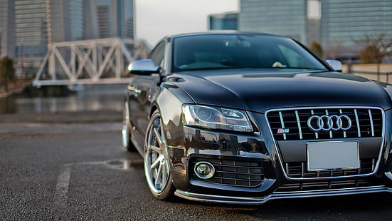 black Audi car, car, Audi S5, Audi, vehicle, HD wallpaper HD wallpaper