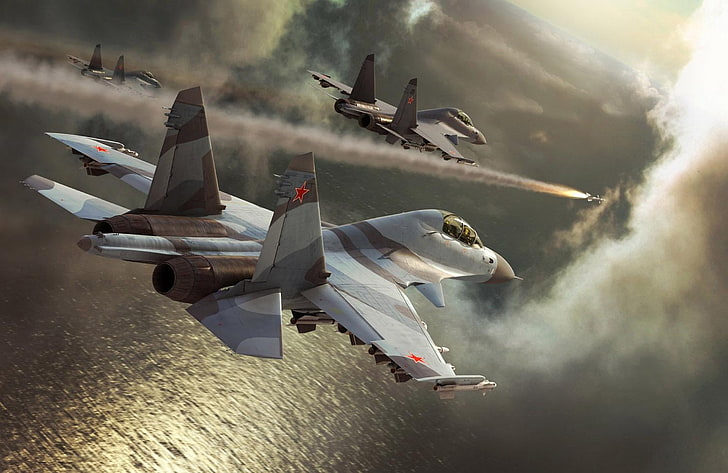 Сухой Су 30, серый, синий и коричневый иллюстрация камуфляж истребитель, Самолеты / Самолеты, Сухой, самолеты, HD обои