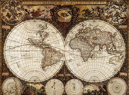 세계 일반지도,지도, 삽화, 세계지도, 1665 (년), HD 배경 화면 HD wallpaper