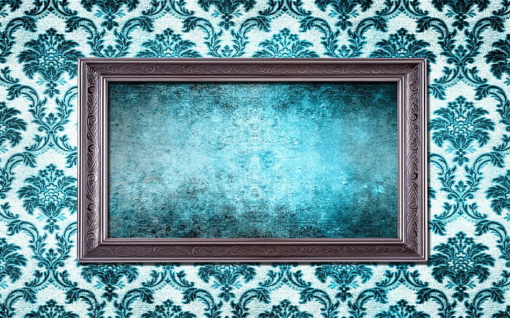 brown picture frame, frame, wall, patterns, textures, HD wallpaper