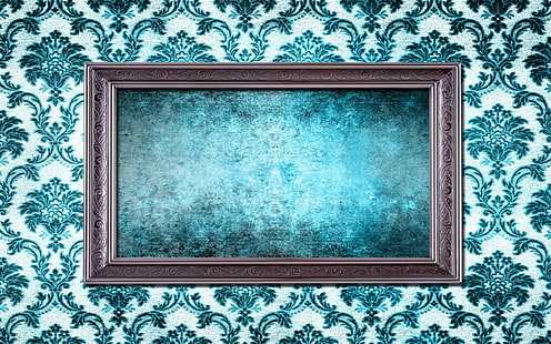 brown picture frame, frame, wall, patterns, textures, HD wallpaper HD wallpaper