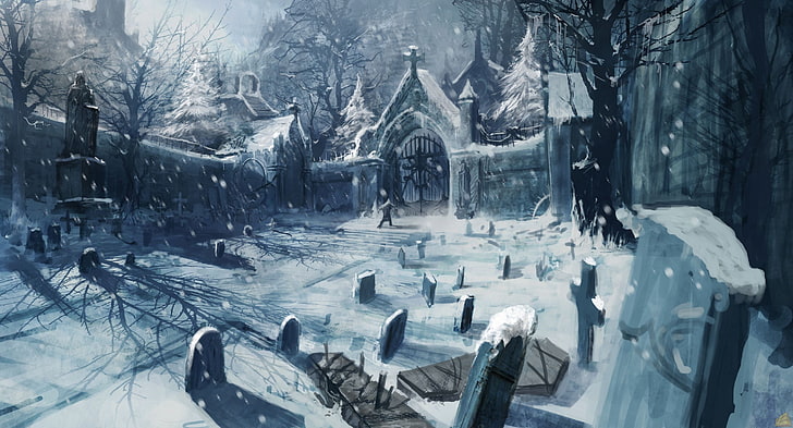 графика игры на кладбище, Castlevania: Lords of Shadow, видеоигры, концепт-арт, Castlevania, HD обои