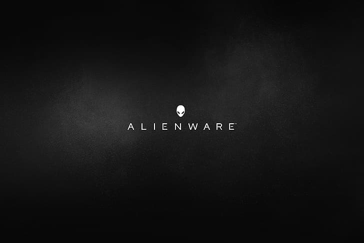 Alienware, Dell, proste tło, minimalizm, ciemne tło, Tapety HD