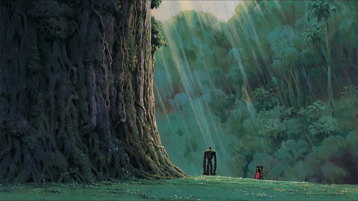 Papel de parede : Estúdio Ghibli, floresta, Fundo verde, Árvores