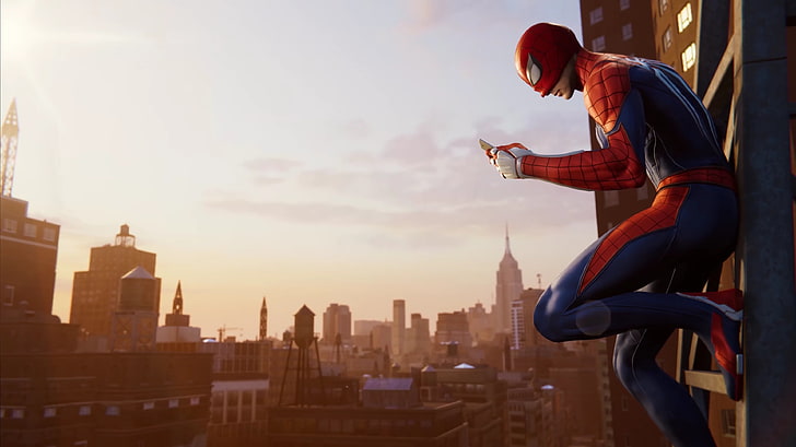 Spider-Man wallpaper, Spider-Man, Marvel Comics, New York City, cityscape, Spider-Man (2018), HD wallpaper