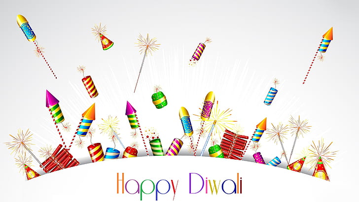 Фойерверки, крекери, Happy Diwali, 4K, HD тапет