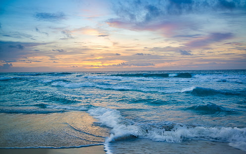 Tarde de mar, mar, surf, espuma, tarde, Fondo de pantalla HD HD wallpaper