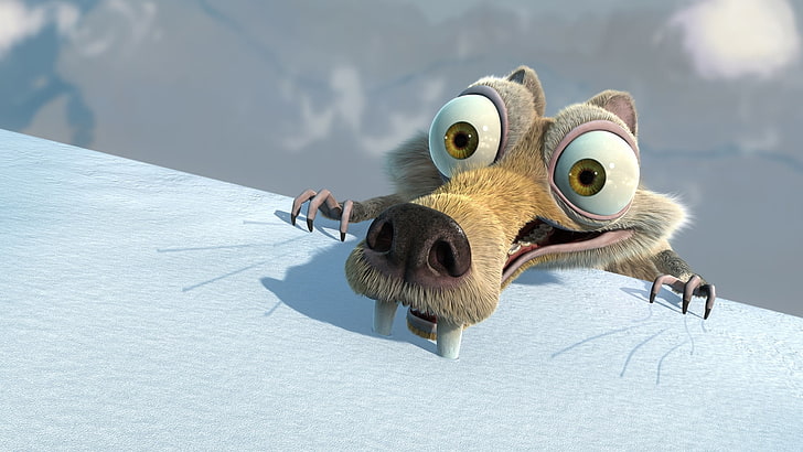 Ice Age Scrat, Skrat, Eichhörnchen, Eiszeit, Eis, fallend, HD-Hintergrundbild
