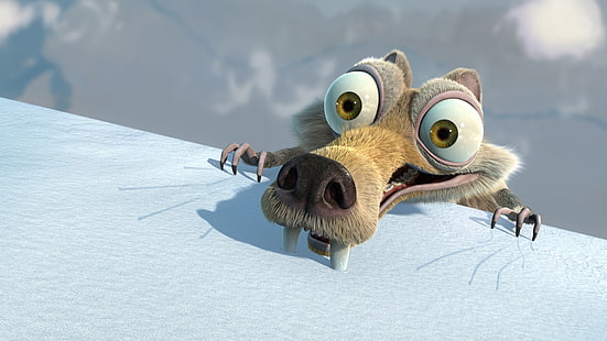 Scrat Ice Age, skrat, wiewiórka, epoka lodowcowa, lód, spadanie, Tapety HD HD wallpaper