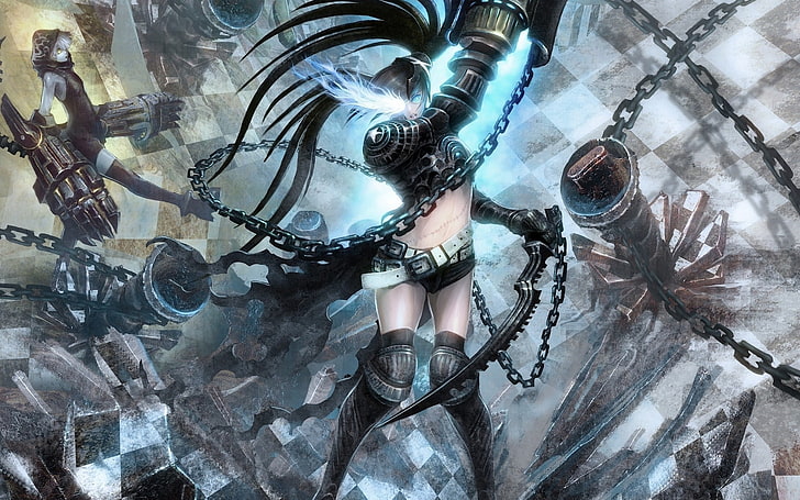 검은 머리 여성 캐릭터 벽지, 애니메이션, 애니메이션 소녀들, 블랙 락 슈터, HD 배경 화면