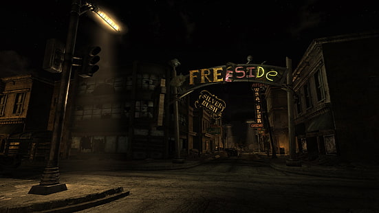 Freeside signage, city, building, 낙진 : New Vegas, 비디오 게임, HD 배경 화면 HD wallpaper