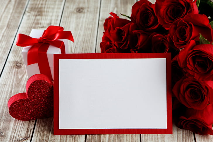 red, love, heart, romantic, gift, roses, red roses, valentine`s day, HD wallpaper