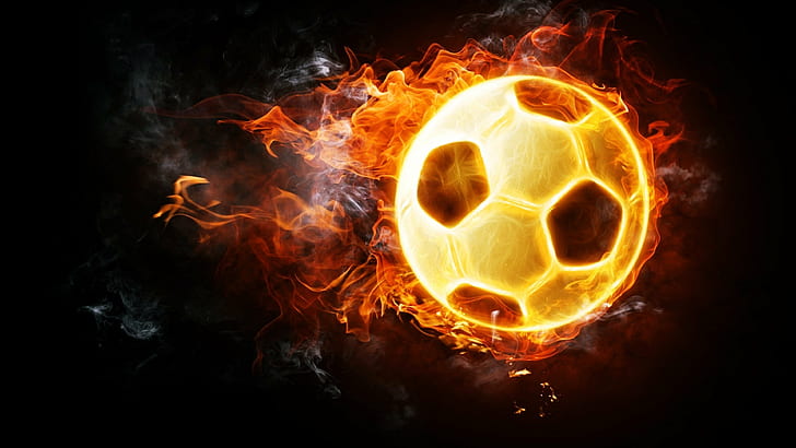 soccer ball fire soccer ball, HD wallpaper
