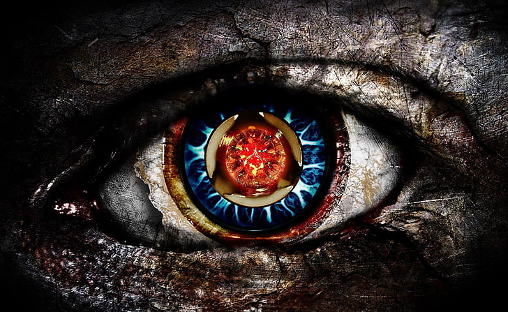 The Eye, blue and red eye illustration, Aero, Creative, HD wallpaper