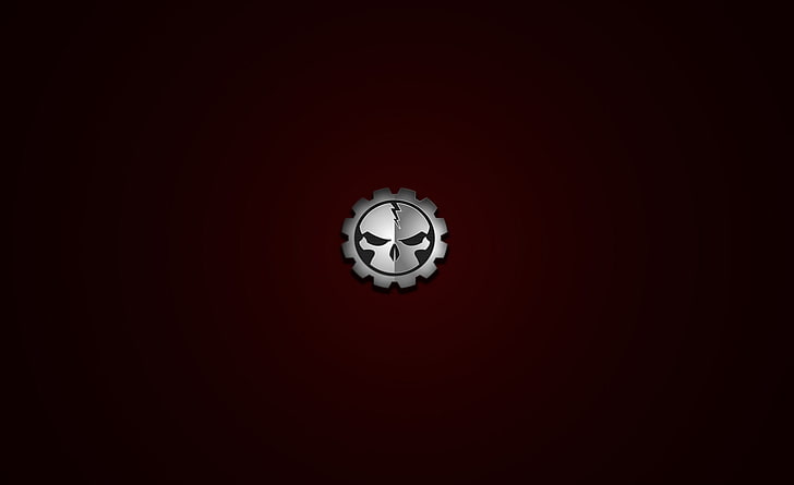 Skully Red, иллюстрация логотипа круглого серого черепа, Aero, Vector Art, Череп, красный, HD обои