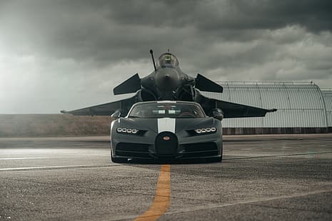 Bugatti, Wolken, Dassault Rafale, Chiron, HD-Hintergrundbild HD wallpaper