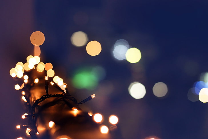 Bokeh, Makro, Lichter, Weihnachtsbeleuchtung, HD-Hintergrundbild