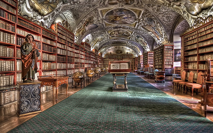 architecture, books, hdr, library, rooms, world, HD wallpaper