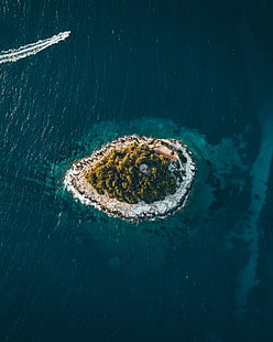 ö, utsikt från ovan, hav, hvar, kroatien, HD tapet HD wallpaper