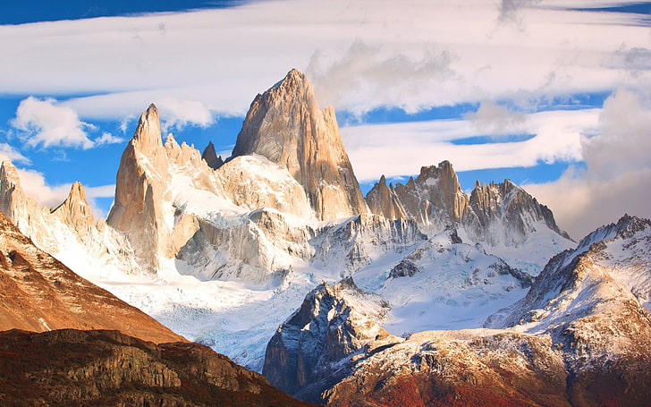 ice cap mountain poster, landscape, mountains, Fitz Roy, nature, Andes, HD wallpaper