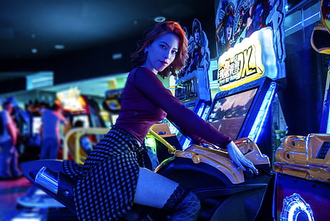 donne, arcade, videogiochi, 500px, Sfondo HD HD wallpaper