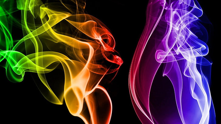 smoke, colorful, graphic design, special effects, graphics, art, neon, flame, illustration, rainbow colored, HD wallpaper